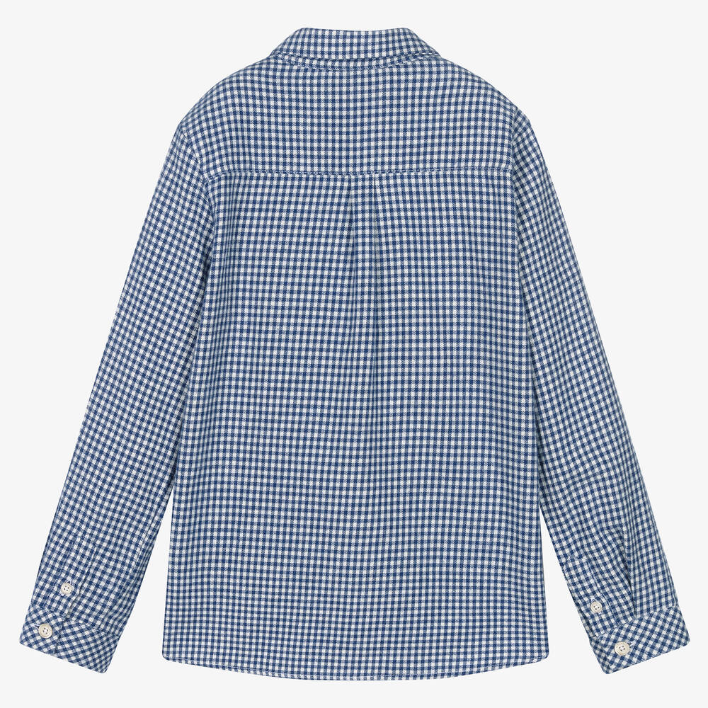 Tartine et Chocolat-Boys Blue & White Checked Cotton Shirt | Childrensalon Outlet