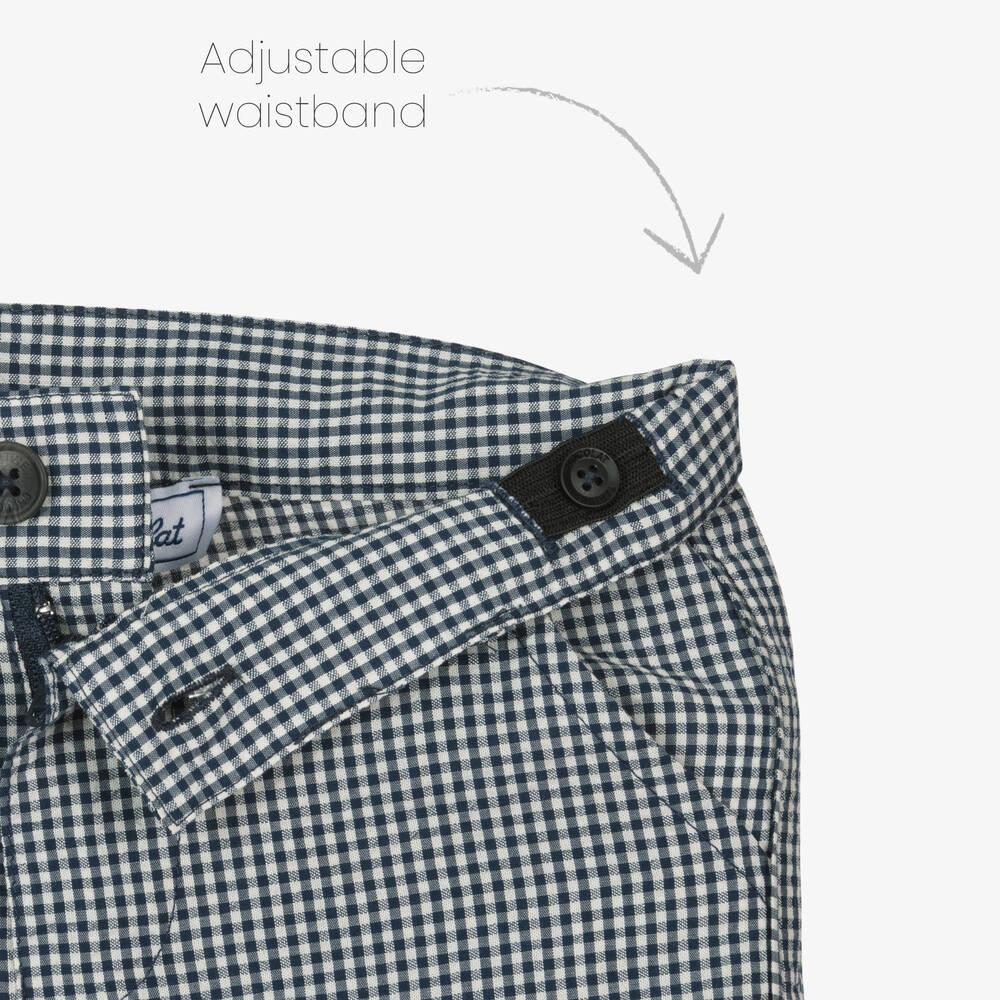 Tartine et Chocolat-Boys Blue & White Cotton Gingham Shorts | Childrensalon Outlet