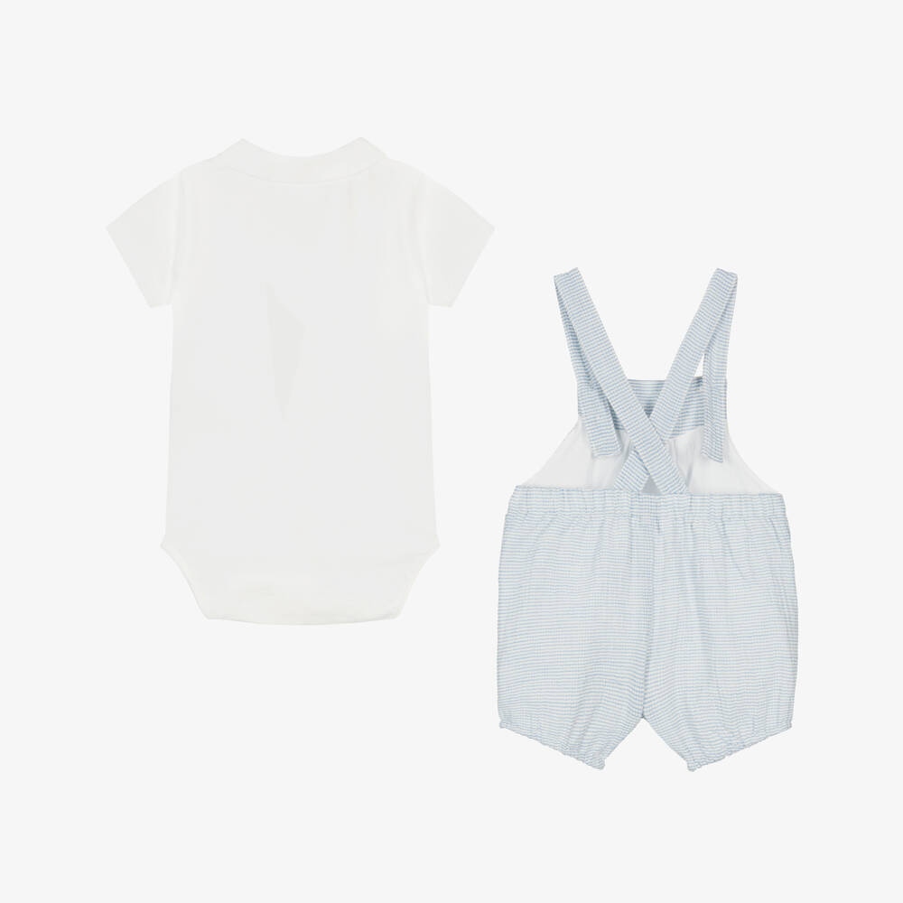 Tartine et Chocolat-Boys Blue & White Seersucker Dungarees | Childrensalon Outlet