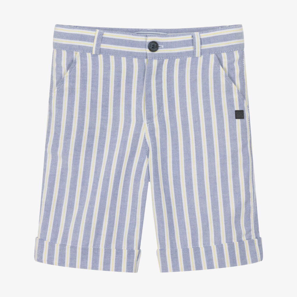 Tartine et Chocolat-Boys Blue & White Stripe Cotton Shorts | Childrensalon Outlet