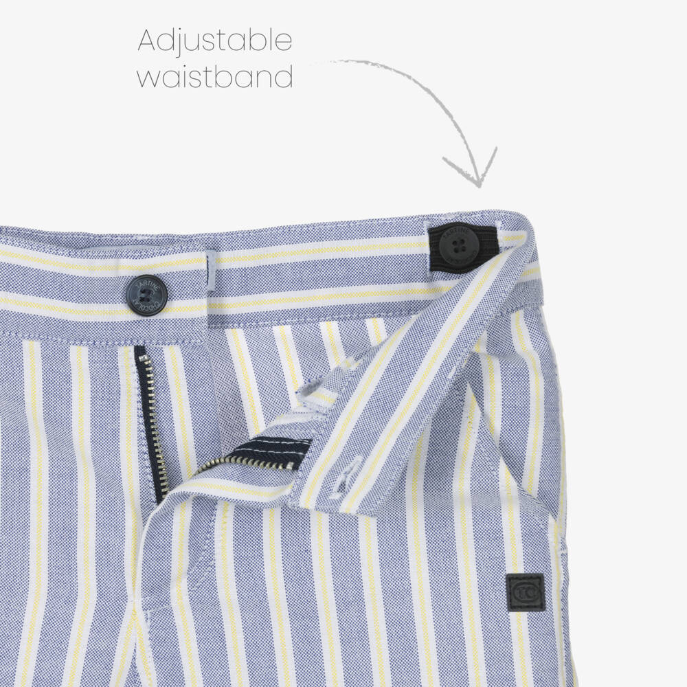 Tartine et Chocolat-Boys Blue & White Stripe Cotton Shorts | Childrensalon Outlet