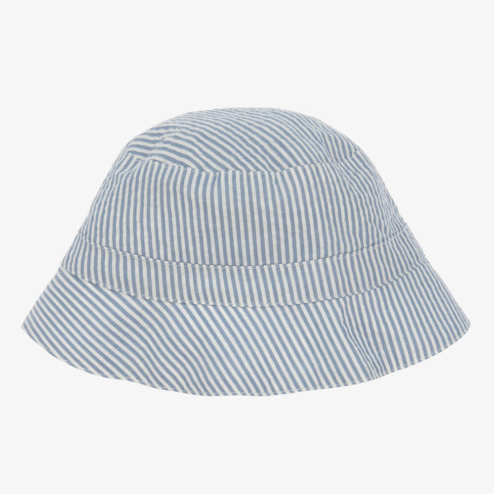 ハンチング・キャスケット Stripe Bucket Hat - Blue Otto Caps Striped Hat Band Fisherman Bucket Hat - Blue Navy