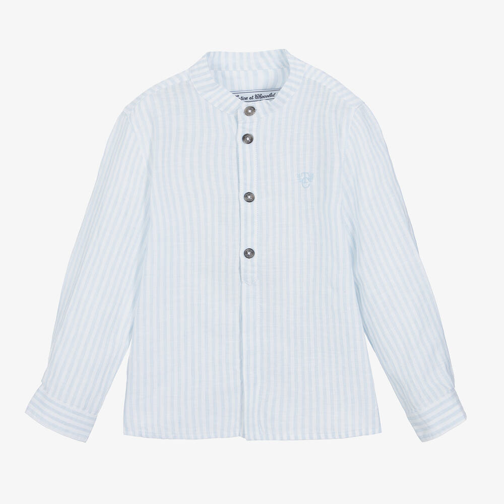 Tartine et Chocolat - Boys Blue & White Striped Shirt | Childrensalon