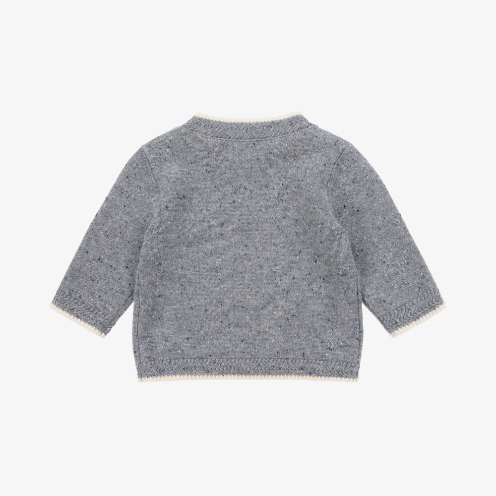 Tartine et Chocolat-Boys Blue Wool Bear Jumper | Childrensalon Outlet