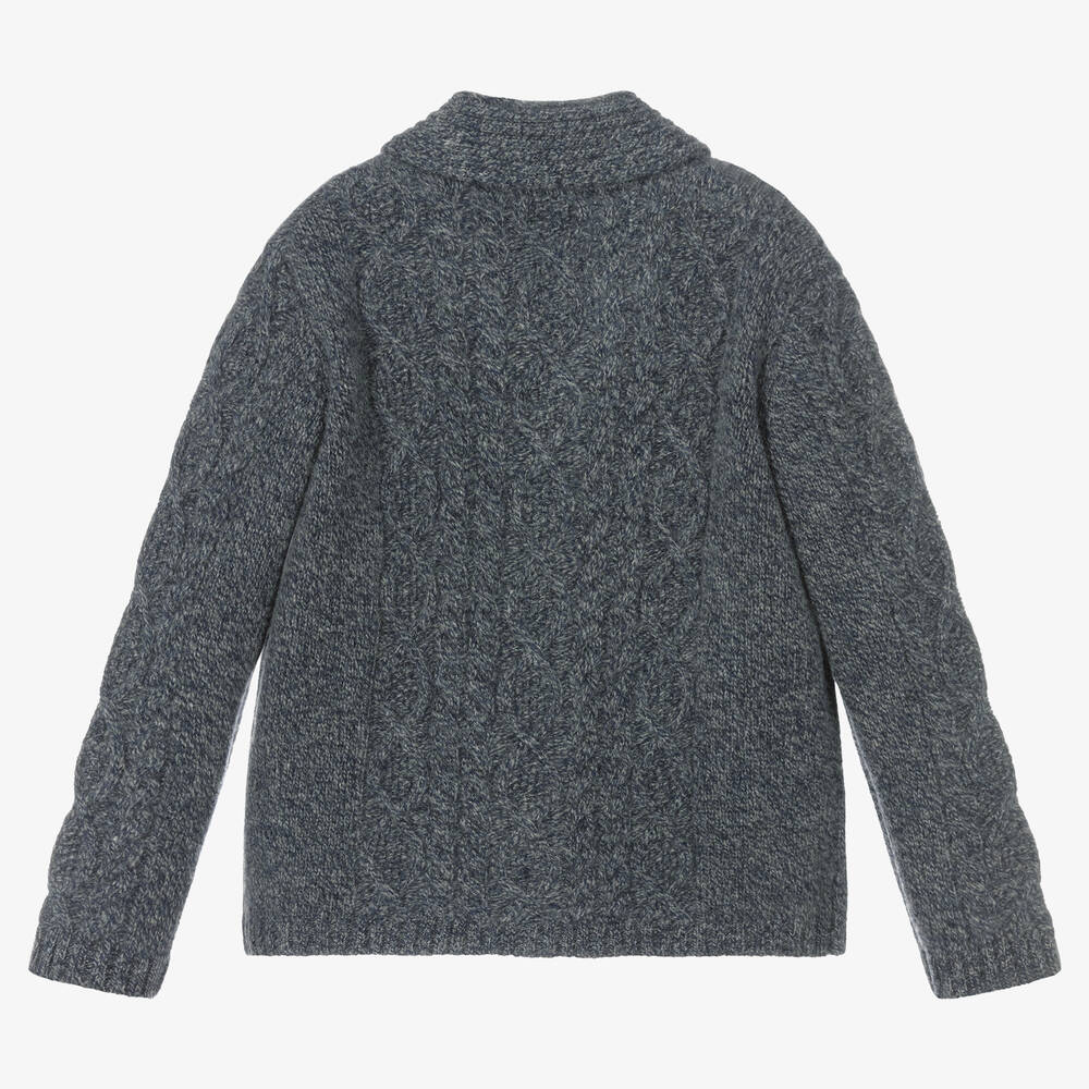 Tartine et Chocolat-Boys Blue Wool Knit Cardigan | Childrensalon Outlet