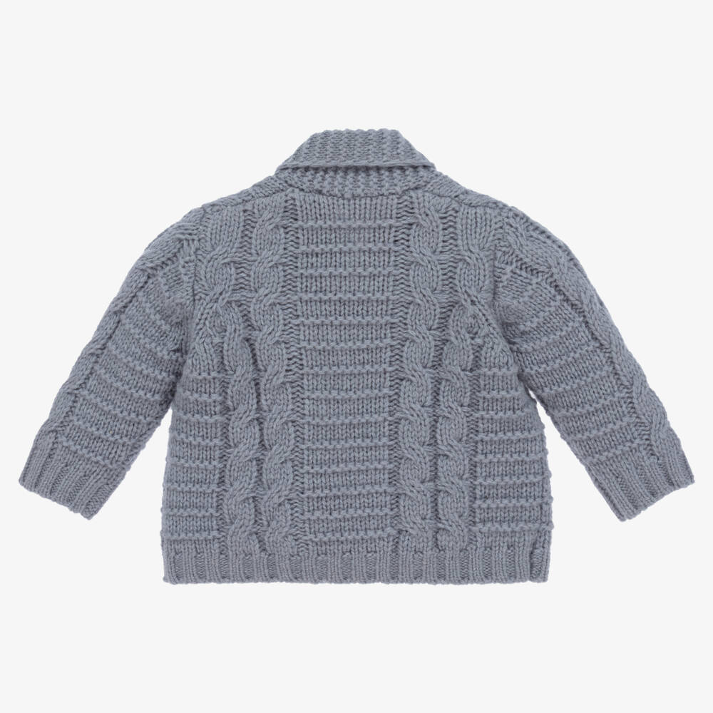 Tartine et Chocolat-Boys Blue Wool Knitted Cardigan | Childrensalon Outlet