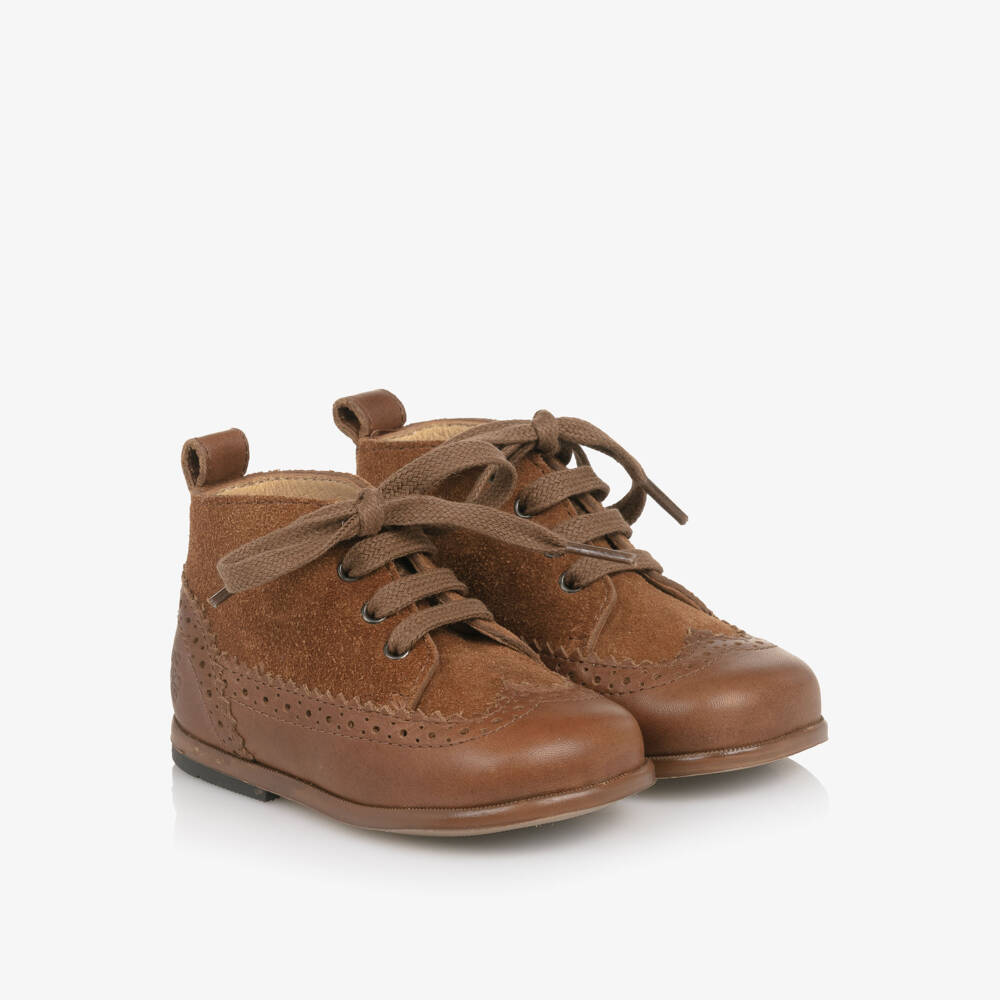 Tartine et Chocolat-Boys Brown Lace-Up Walkers | Childrensalon Outlet