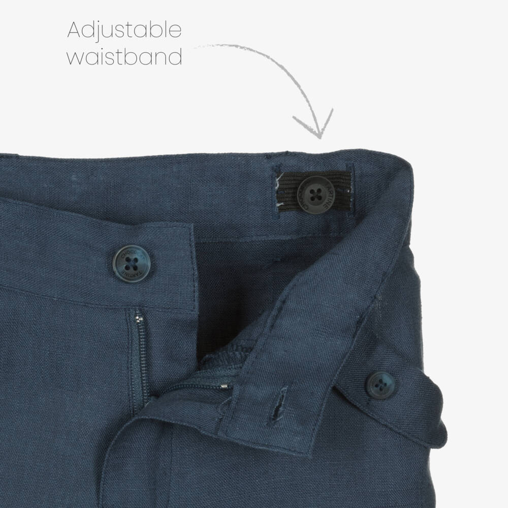 Tartine et Chocolat-Boys Classic Linen Navy Shorts | Childrensalon Outlet