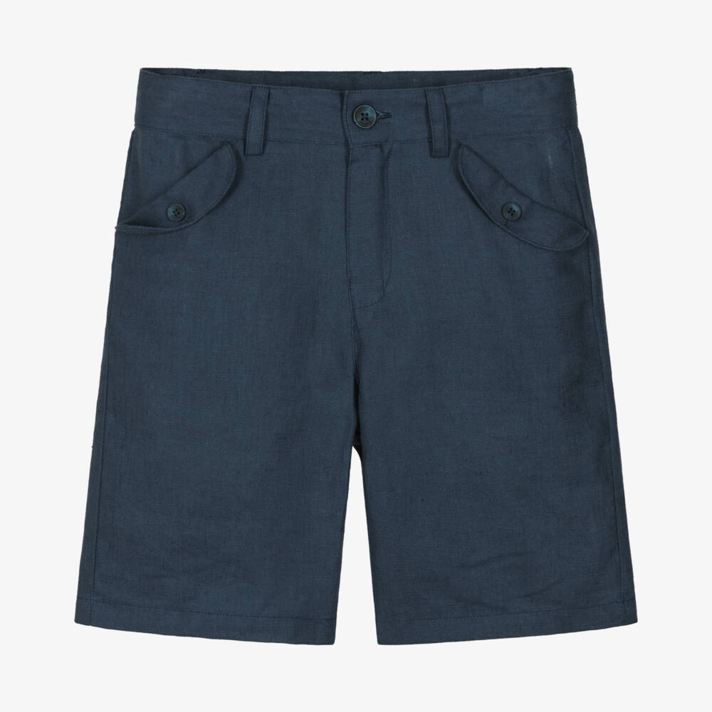 Tartine et Chocolat-Boys Classic Linen Navy Shorts | Childrensalon Outlet