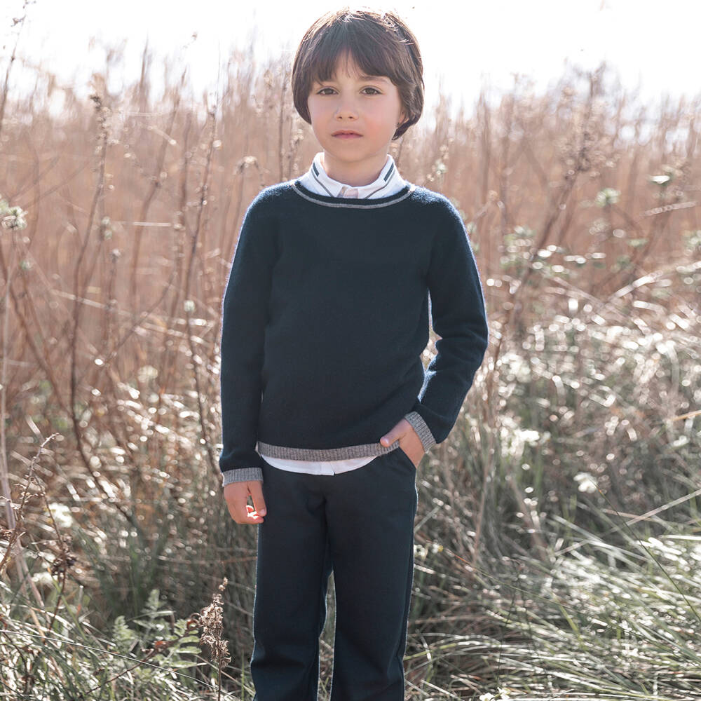 Tartine et Chocolat-Классические фланелевые брюки синие для мальчиков | Childrensalon Outlet