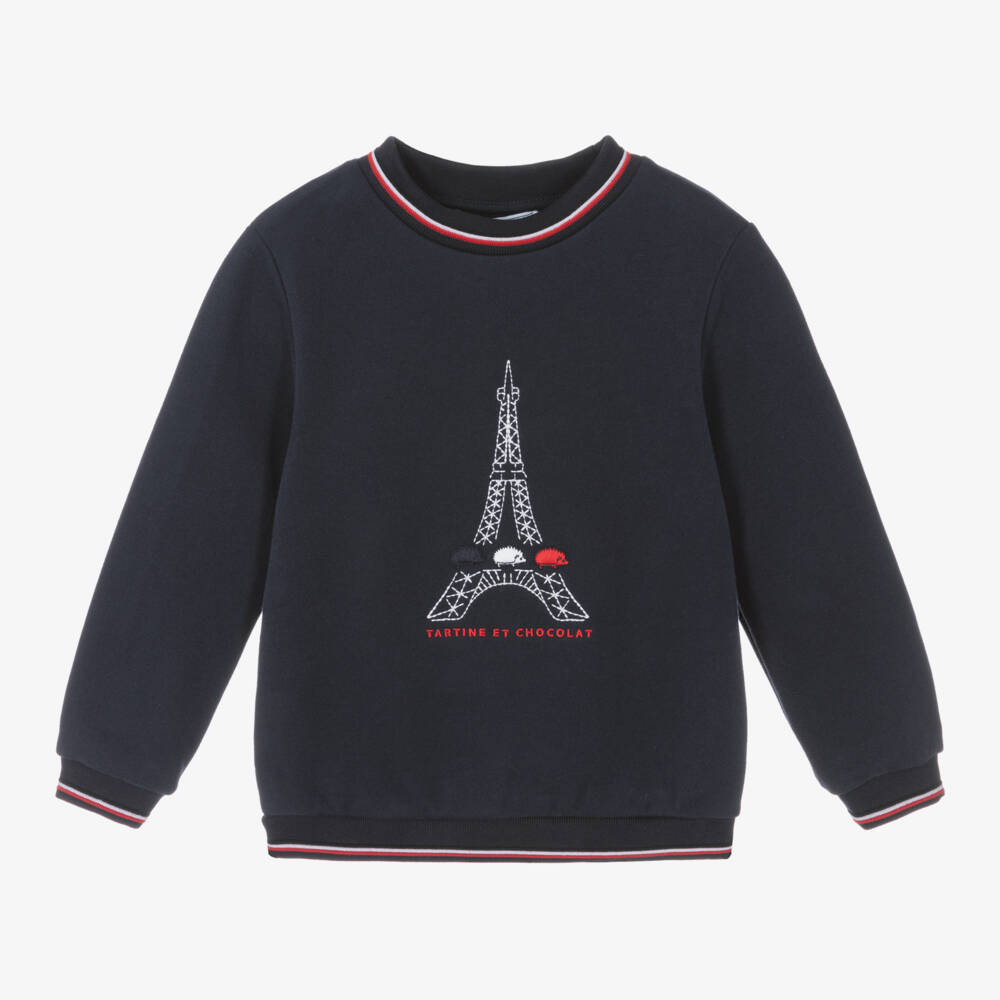 Tartine et Chocolat-Boys Cotton Eiffel Tower Pullover | Childrensalon Outlet