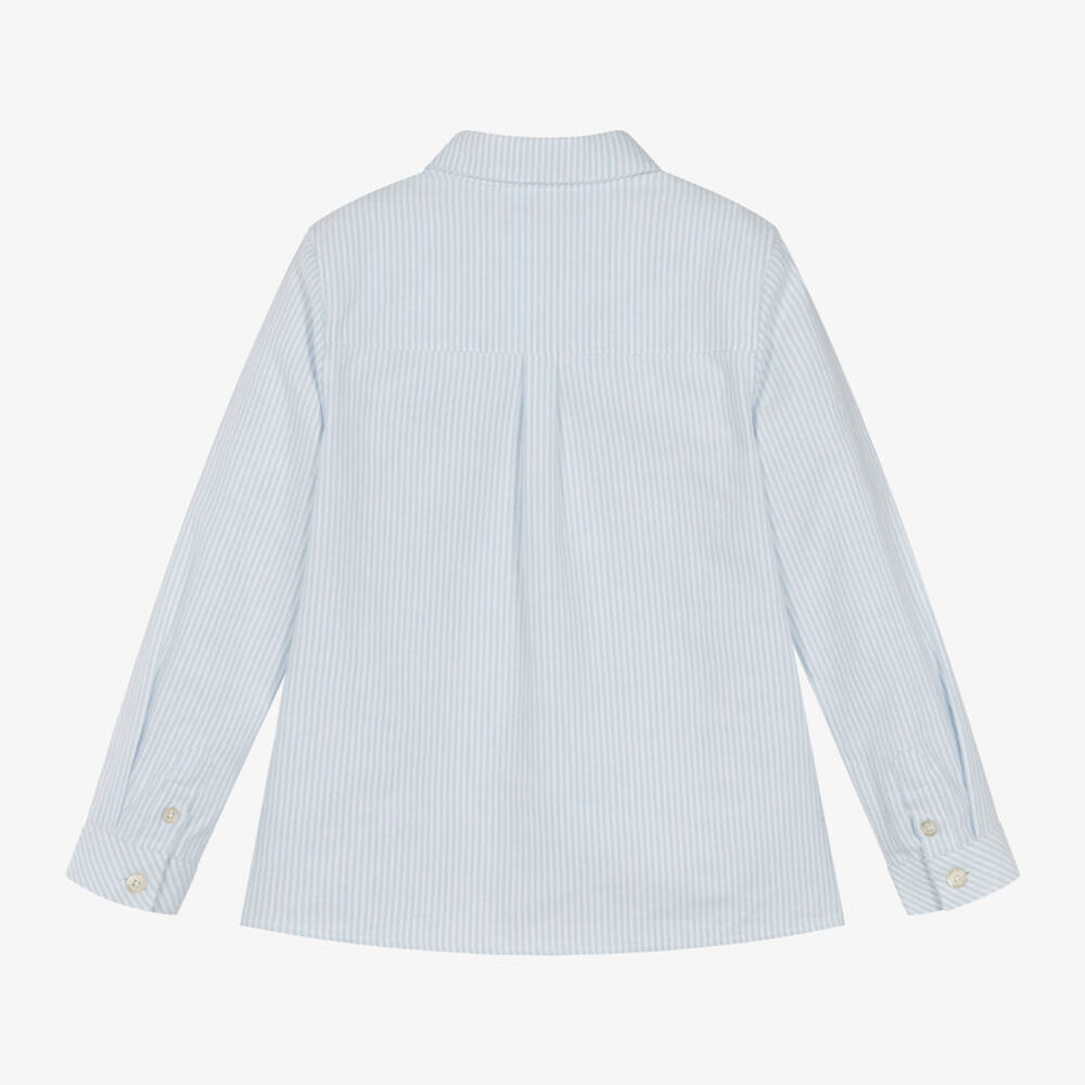 Tartine et Chocolat-Boys Cotton Shirt with Blue Stripes | Childrensalon Outlet