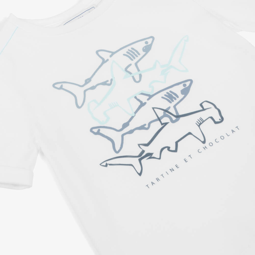 Tartine et Chocolat-Boys Cotton Tee with Shark Design | Childrensalon Outlet