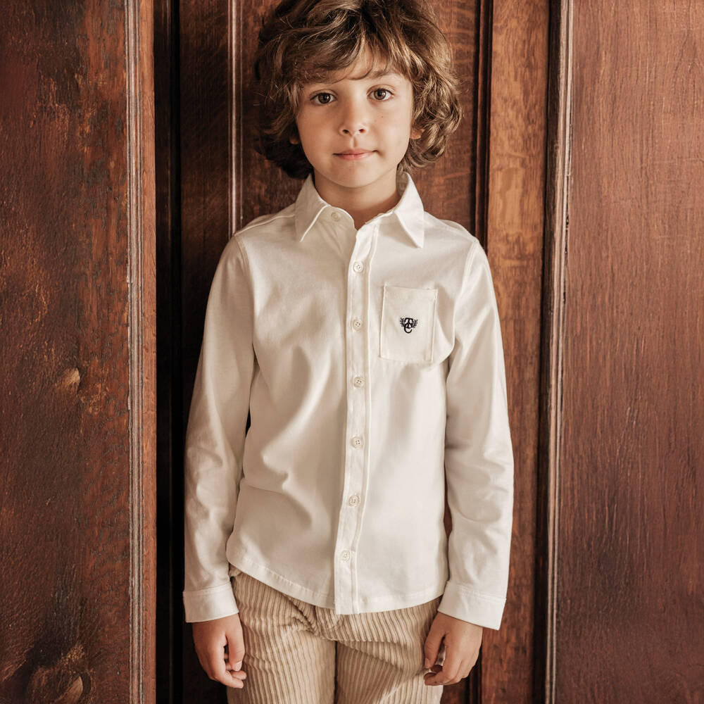 Tartine et Chocolat-Кремовая хлопковая рубашка для мальчиков | Childrensalon Outlet