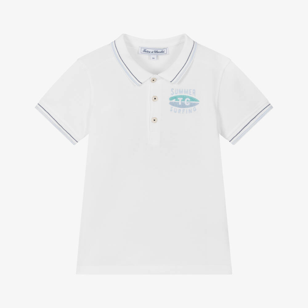 Tartine et Chocolat-Boys Crisp Cotton Surf Polo | Childrensalon Outlet