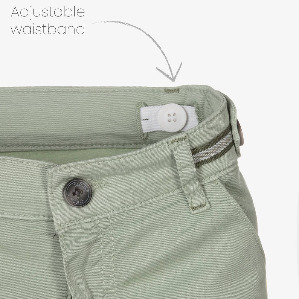 Tartine et Chocolat-Boys Green Cotton Chino Shorts | Childrensalon Outlet