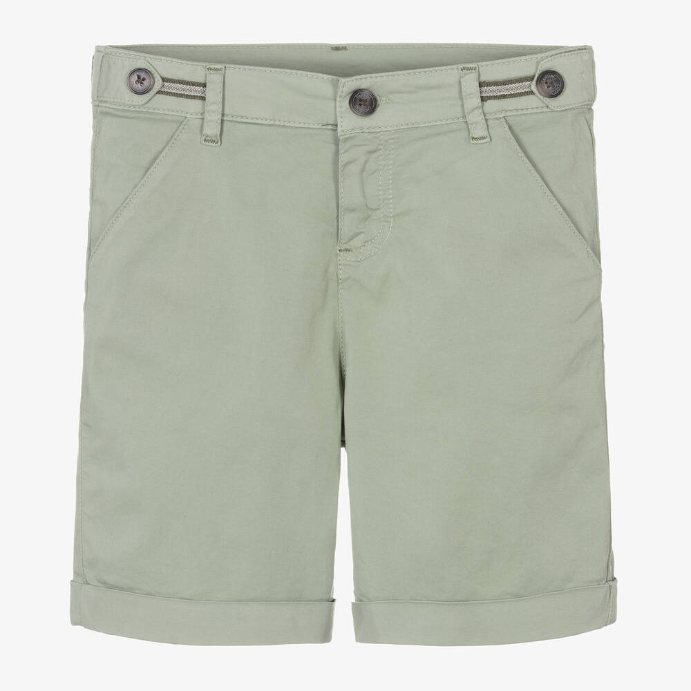 Boys Green Cotton Chino Shorts