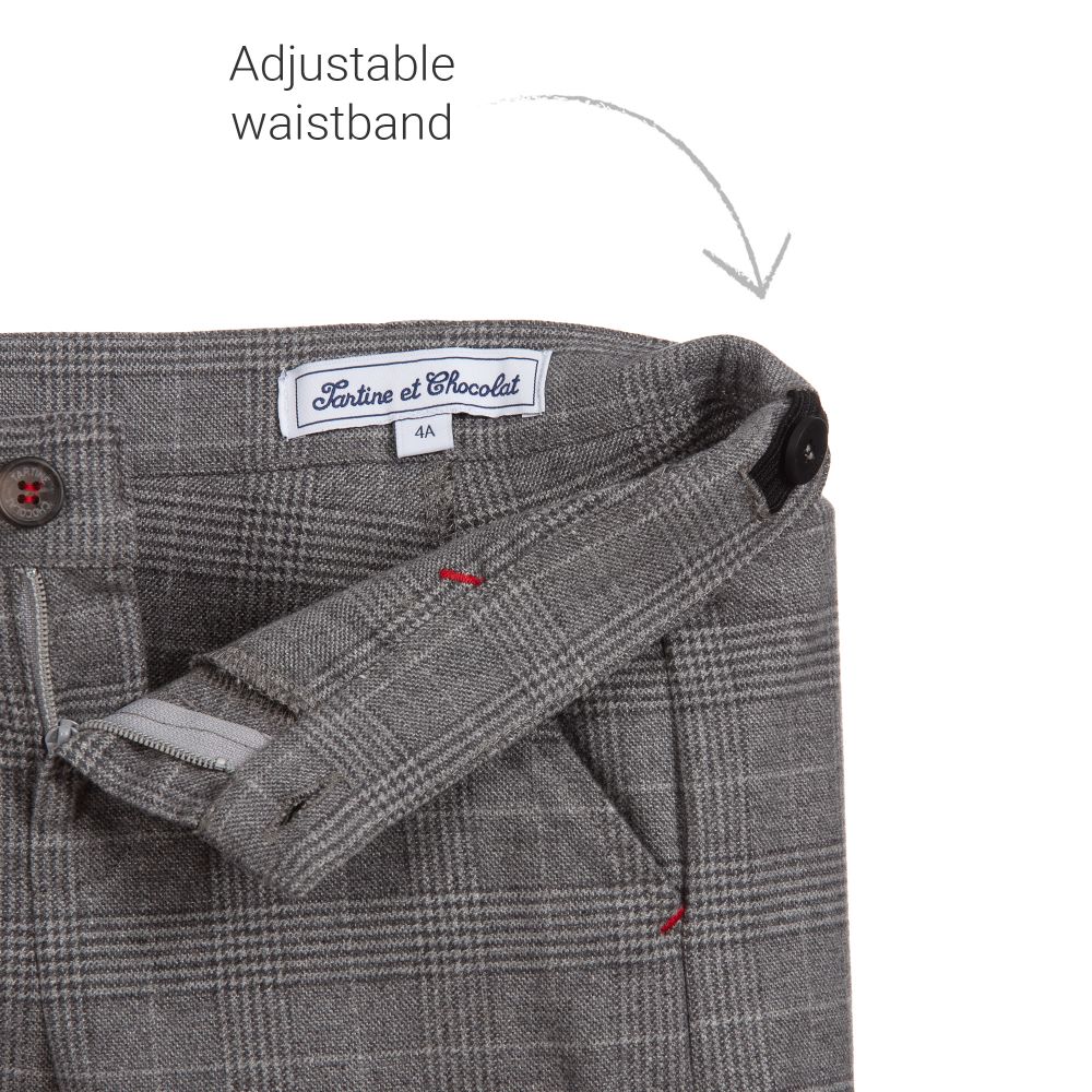 Tartine et Chocolat-Boys Grey Check Trousers | Childrensalon Outlet
