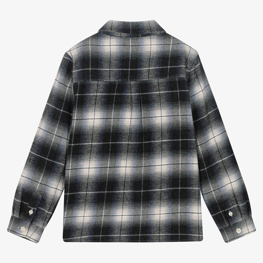 Tartine et Chocolat-قميص قطن كاروهات لون رمادي للأولاد | Childrensalon Outlet