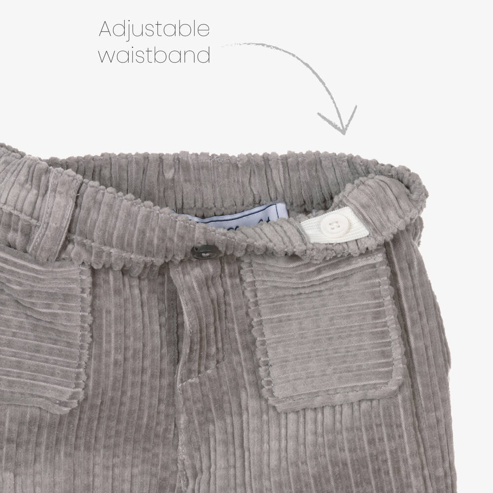 Tartine et Chocolat-Boys Grey Cotton Corduroy Trousers | Childrensalon Outlet
