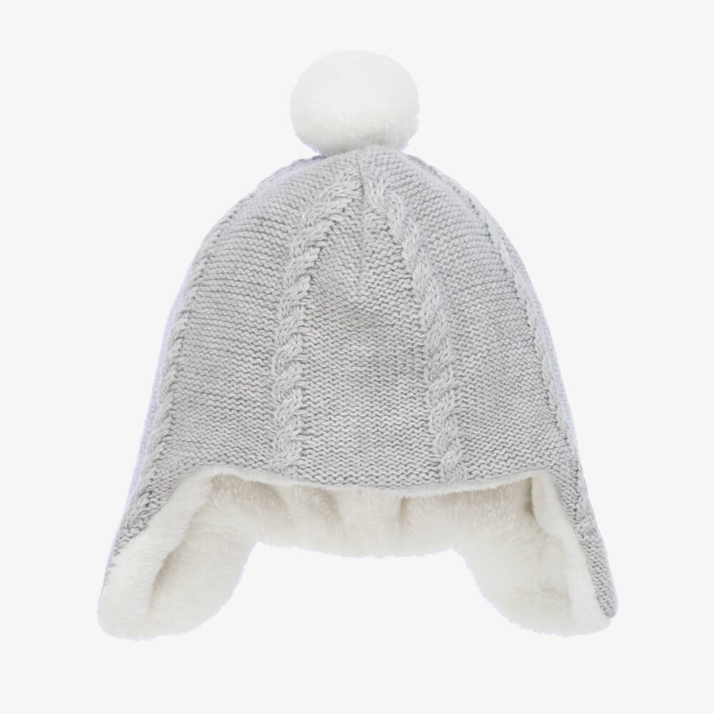 Tartine et Chocolat-Boys Grey Knit Pom-Pom Beanie | Childrensalon Outlet
