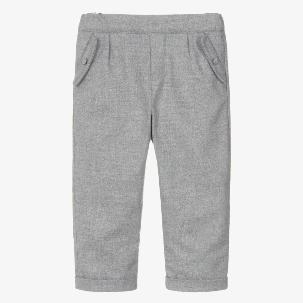Tartine et Chocolat-Boys Grey Marl Trousers with Flap Pockets | Childrensalon Outlet