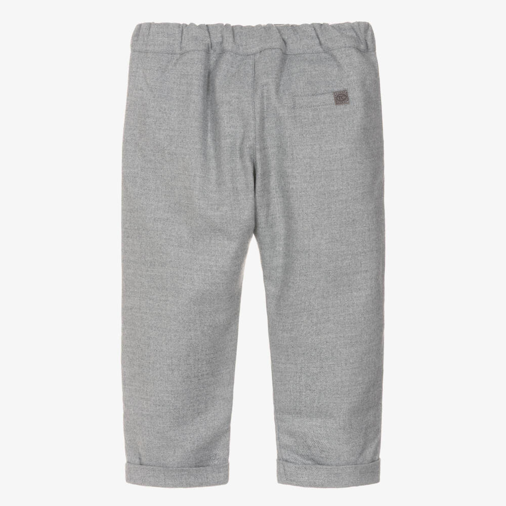 Tartine et Chocolat-Boys Grey Marl Trousers with Flap Pockets | Childrensalon Outlet