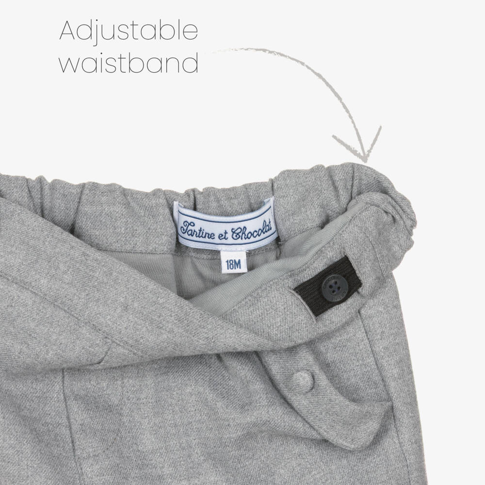 Tartine et Chocolat-Boys Grey Marl Trousers with Flap Pockets | Childrensalon Outlet
