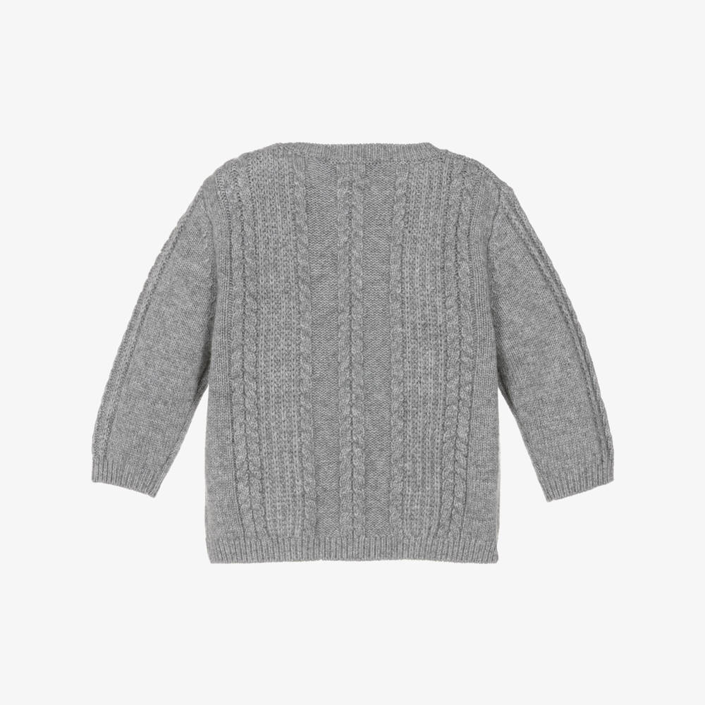 Tartine et Chocolat-Boys Grey Wool Cable Sweater | Childrensalon Outlet