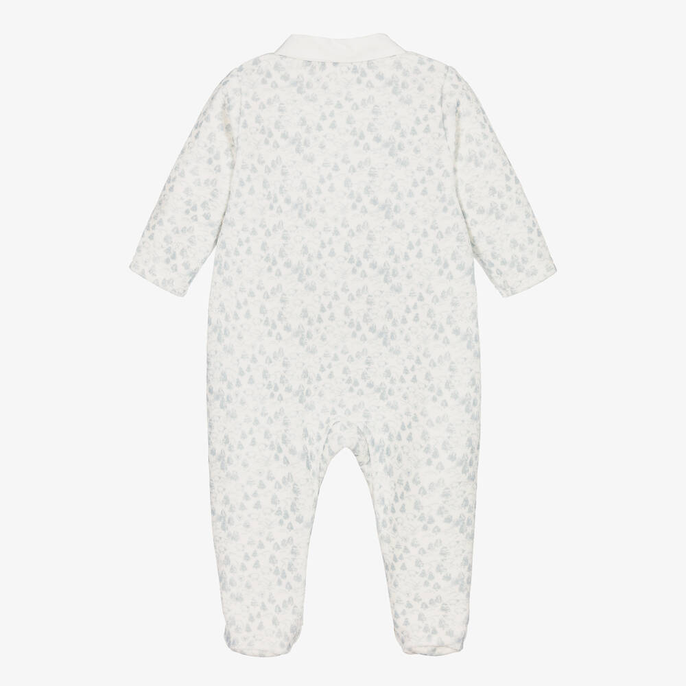 Tartine et Chocolat-Кремово-голубой велюровый комбинезон | Childrensalon Outlet