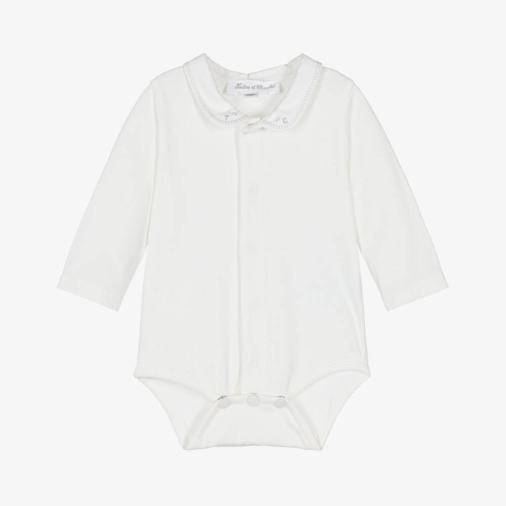 Tartine et Chocolat-Boys Ivory Cotton Bodysuit | Childrensalon Outlet