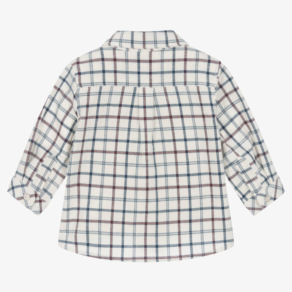 Tartine et Chocolat-قميص أطفال ولادي قطن تويل كاروهات لون عاجي | Childrensalon Outlet