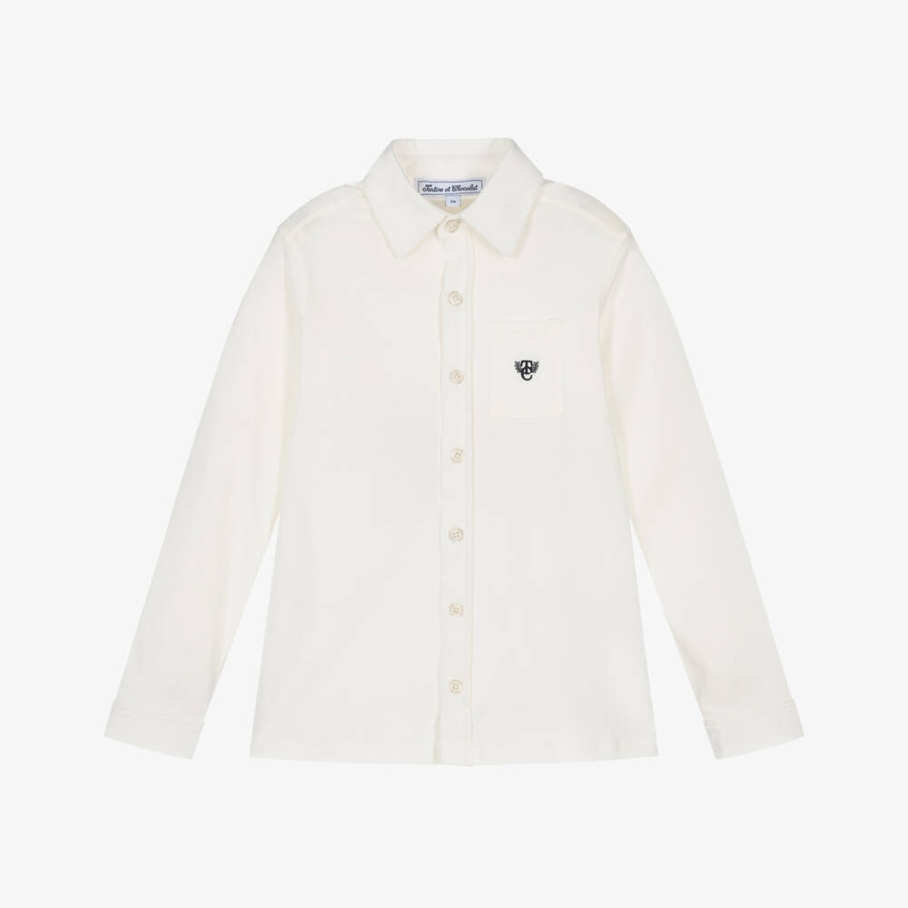 Tartine et Chocolat-Кремовая хлопковая рубашка для мальчиков | Childrensalon Outlet