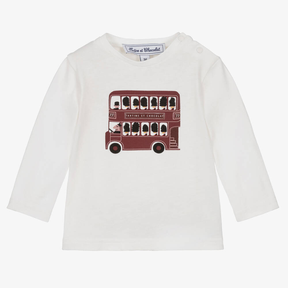 Tartine et Chocolat - Boys Ivory Cotton London Bus Top | Childrensalon