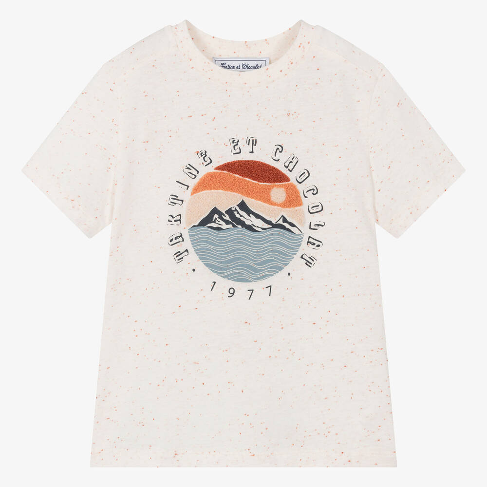 Tartine et Chocolat-Boys Ivory Cotton Mountain T-Shirt | Childrensalon Outlet