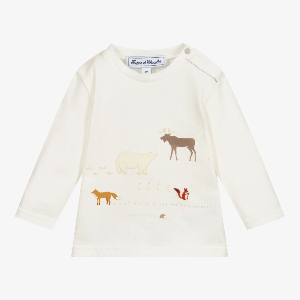Tartine et Chocolat-Boys Ivory Cotton Top | Childrensalon Outlet