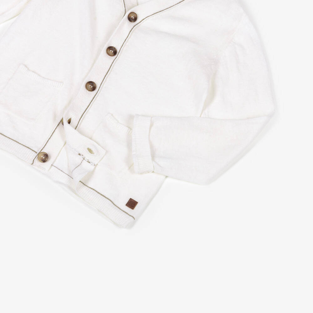 Tartine et Chocolat-Boys Ivory Linen & Cotton Cardigan | Childrensalon Outlet