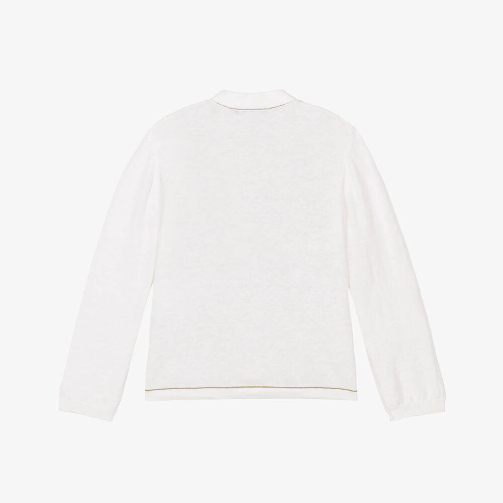 Tartine et Chocolat-Boys Ivory Linen & Cotton Cardigan | Childrensalon Outlet