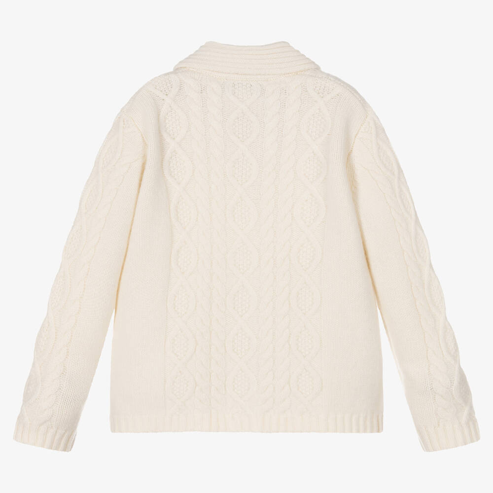 Tartine et Chocolat-Boys Ivory Wool Knit Cardigan | Childrensalon Outlet