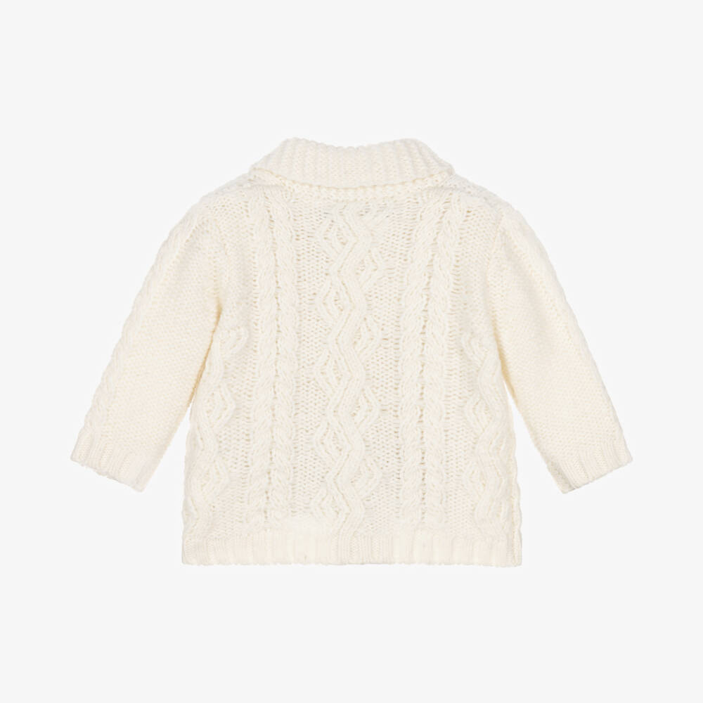 Tartine et Chocolat-Boys Ivory Wool Knit Cardigan | Childrensalon Outlet