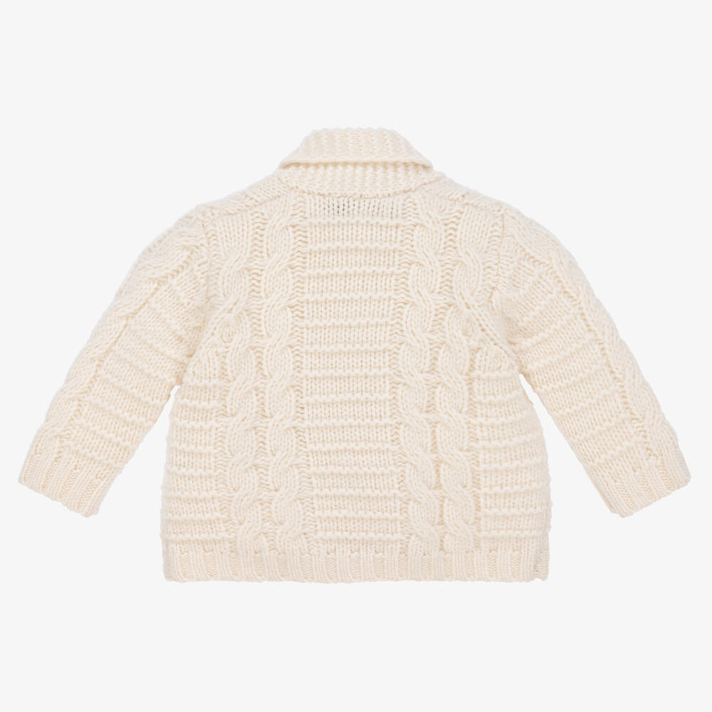 Tartine et Chocolat-Boys Ivory Wool Knitted Cardigan | Childrensalon Outlet
