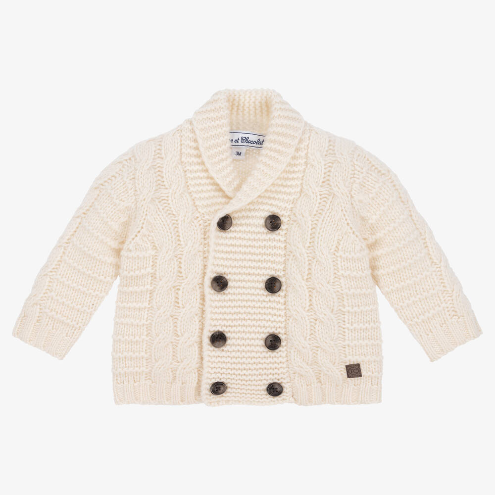 Tartine et Chocolat - Cardigan ivoire en laine garçon | Childrensalon