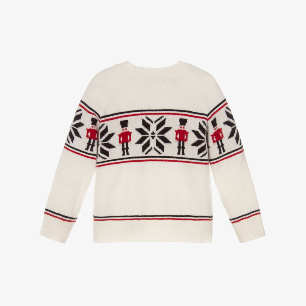 Tartine et Chocolat-Boys Ivory Wool Knitted Fair Isle Sweater | Childrensalon Outlet