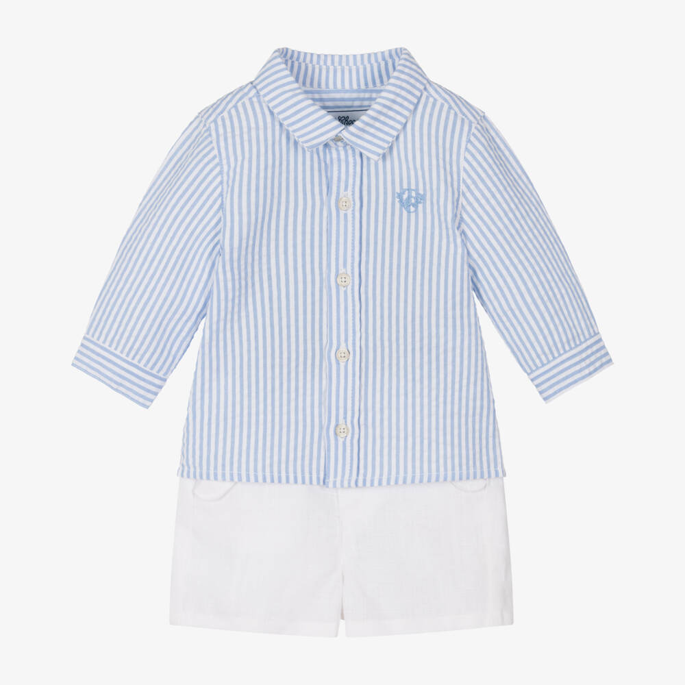 Tartine et Chocolat-Boys Light Stripes Cotton-Linen Ensemble | Childrensalon Outlet