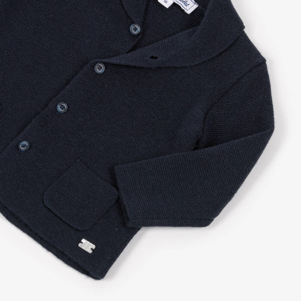 Tartine et Chocolat-Boys Navy Blue Cardigan with Shawl Collar | Childrensalon Outlet