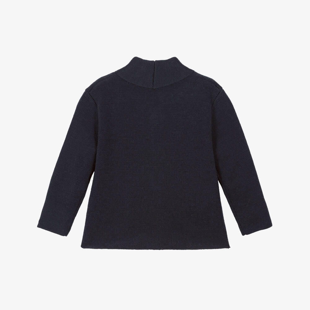 Tartine et Chocolat-Boys Navy Blue Cardigan with Shawl Collar | Childrensalon Outlet