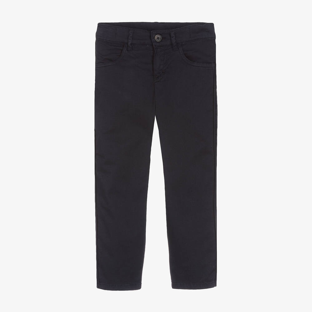 Tartine et Chocolat - Boys Navy Blue Cotton Twill Trousers | Childrensalon