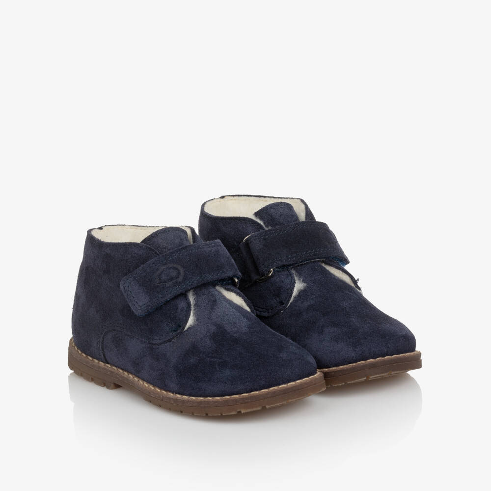 Tartine et Chocolat-Boys Navy Blue Faux Suede Velcro First Walkers | Childrensalon Outlet