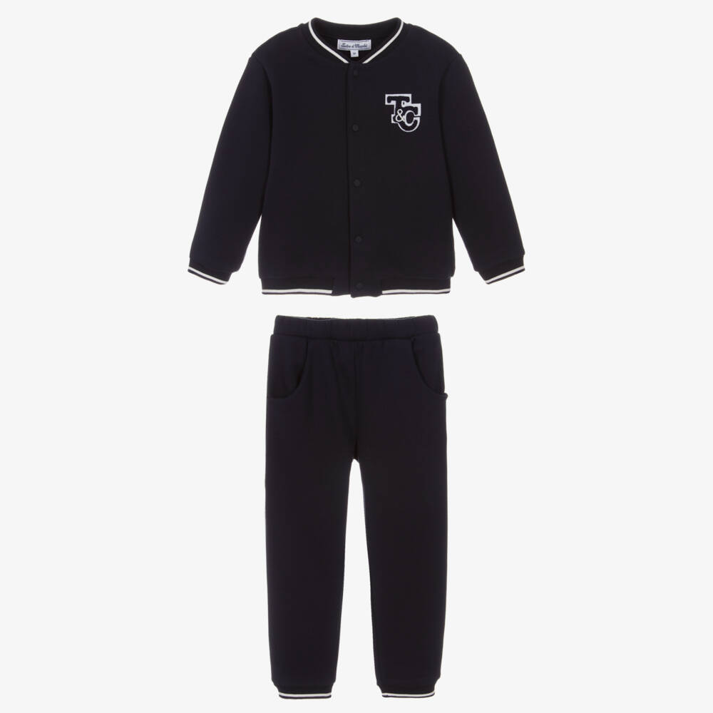 Tartine et Chocolat-Boys Navy Blue Jersey Varsity Trouser Set | Childrensalon Outlet