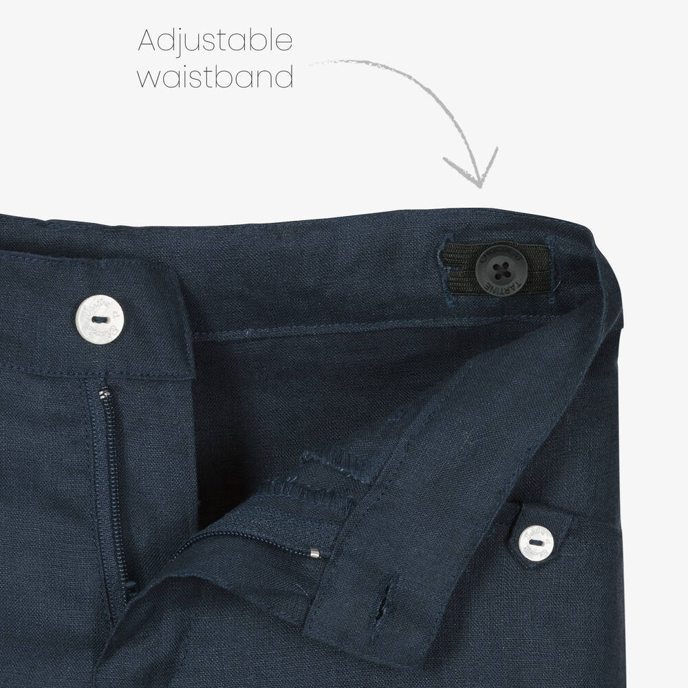 Tartine et Chocolat-شورت كتان لون كحلي للأولاد | Childrensalon Outlet